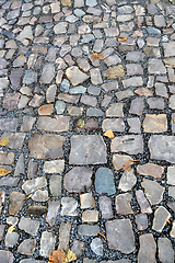 Image showing Old pavement of stones of different colors and sizes