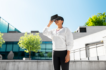 Image showing happy african american woman with vr glasses