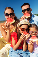 Image showing happy family having picnic on summer beach