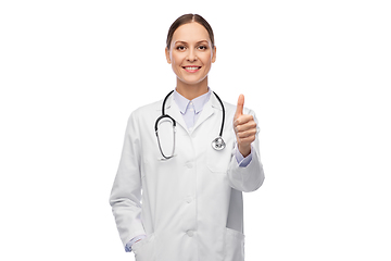 Image showing smiling female doctor showing thumbs up