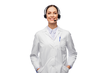 Image showing smiling female doctor with headset