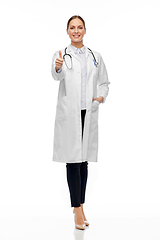 Image showing smiling female doctor showing thumbs up