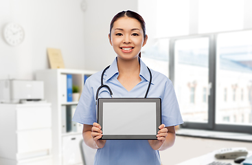 Image showing asian female doctor with tablet pc at hospital