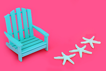 Image showing Relaxing Trendy Chair with Starfish on Vivid Pink