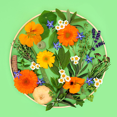 Image showing Herbs and Edible Flowers Healthy Food Seasoning