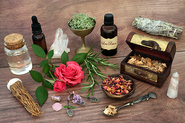 Image showing Love Potion and Aphrodisiac Ingredients for Magic Spell Concocti