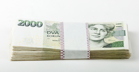 Image showing czech banknotes 5 and 2 thousand crowns