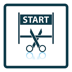 Image showing Scissors Cutting Tape Between Start Gate Icon