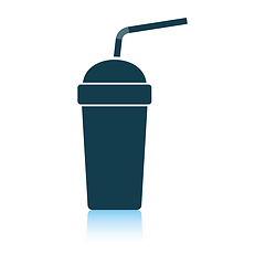 Image showing Disposable soda cup and flexible stick icon