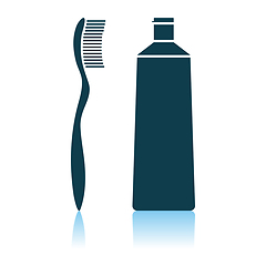 Image showing Toothpaste And Brush Icon