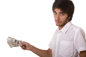 Image showing man giving dollars 