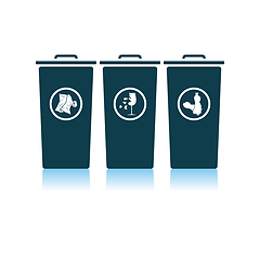 Image showing Garbage Containers With Separated Trash Icon