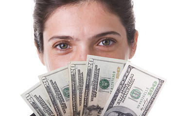 Image showing businesswoman showing the money 
