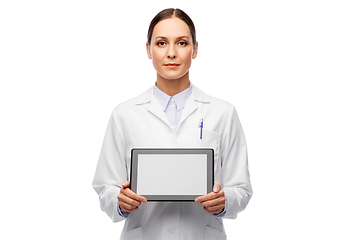 Image showing female doctor or scientist with tablet computer