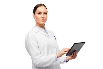 Image showing female doctor or scientist with tablet computer