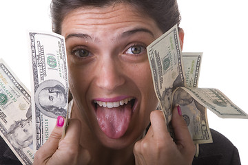 Image showing businesswoman showing her money