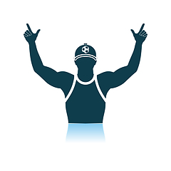 Image showing Football Fan With Hands Up Icon