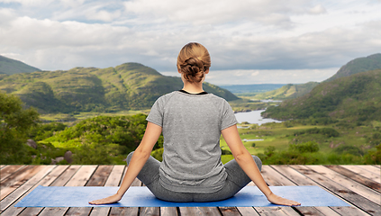 Image showing woman doing yoga over Killarney National Park