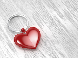 Image showing Keyring with shiny red heart
