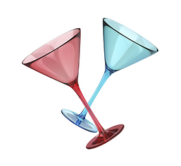Image showing Red and blue cocktail glasses