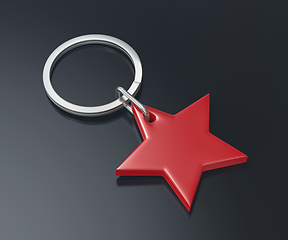 Image showing Keyring with shiny red star