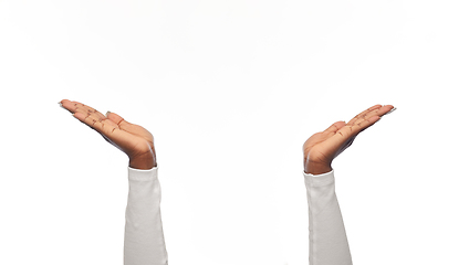 Image showing close up of african american woman clapping hands