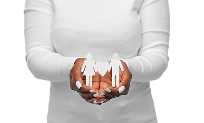 Image showing close up of african american woman holding couple