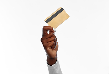 Image showing hand of african american woman with credit card