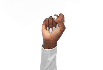 Image showing hand of african american woman showing fists