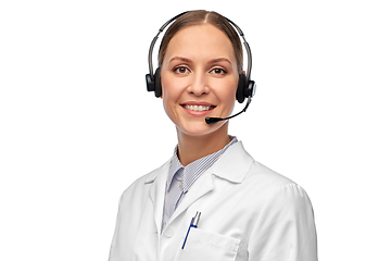 Image showing smiling female doctor with headset