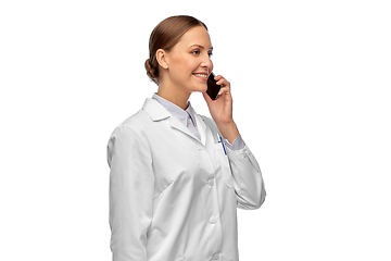 Image showing female doctoror scientist calling on smartphone