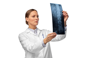 Image showing female doctor with x-ray of spine