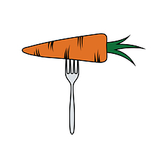Image showing Flat design icon of Diet carrot on fork 