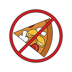 Image showing Flat design icon of Prohibited pizza