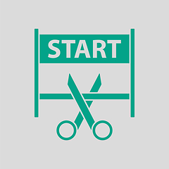 Image showing Scissors Cutting Tape Between Start Gate Icon