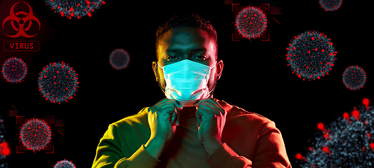 Image showing african american man wearing medical mask