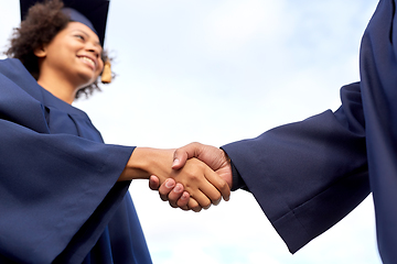 Image showing graduate students or bachelors greeting each other