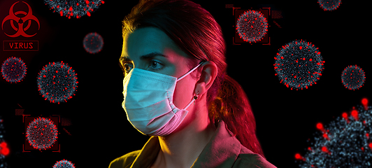 Image showing woman wearing medical mask protecting from virus