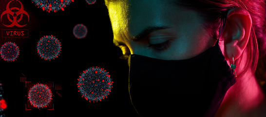 Image showing woman wearing reusable mask protecting from virus