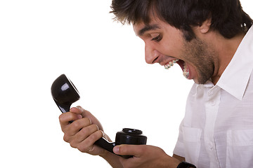 Image showing Screaming at the telephone