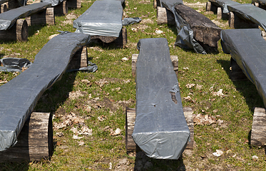 Image showing wooden benches