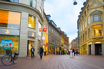 Image showing People Stroget shopping street Copenhagen.