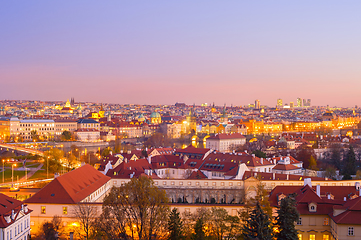 Image showing skyline  Prague twilight Czech cityscape