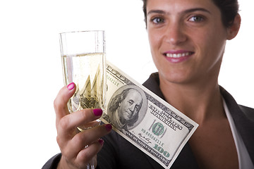 Image showing woman drinking champagne