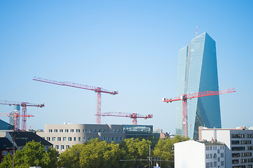 Image showing Construction cranes European Central Bank 