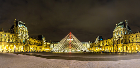 Image showing The Louvre at night in Paris