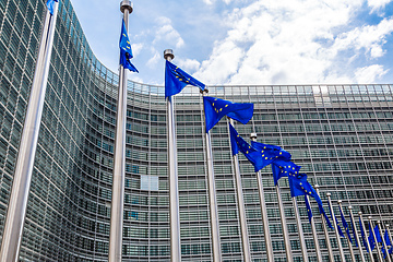 Image showing European flags  in Brussels