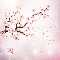 Image showing Pink sakura flowers isolated on white. EPS 10