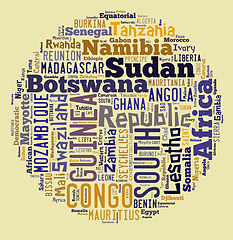 Image showing African countries in words cloud