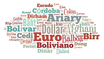 Image showing wordcloud illustration of currencies of the world